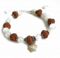 10 Mukhi Rudraksha and Moonstone Bracelet for Sacral Chakra to Soothes the emotional body and evokes inner joy and happiness