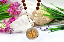 10 Mukhi Rudraksha and Moonstone Mala for Sacral Chakra to Soothes the emotional body and evokes inner joy and happiness