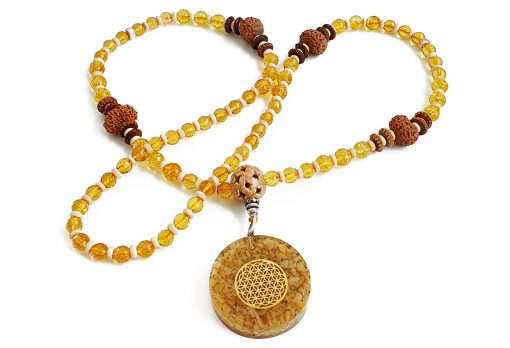 12 Mukhi Rudraksha and Citrine Mala for Manipura (SOLAR) Chakra to Helps manifest and attract prosperity and success