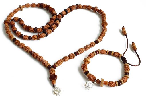 3 Mukhi Agni Mala and Bracelet Set for Solar Plexus Chakra to Helps overcome sense of victimization and releases memories of shame, hurt and stress