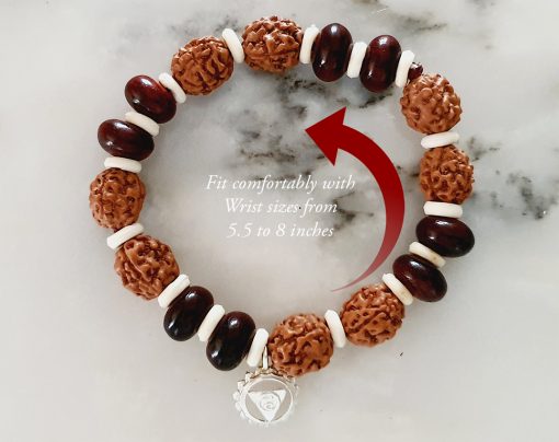 4 Mukhi Brahma Mala and Bracelet Set for Throat Chakra to Imparts energies to overcome shyness and timidity and fosters confidence and self-worth