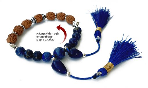 4 Mukhi Rudraksha and Lapis Lazuli Bracelet to Enhances self-confidence, creativity and vocal power