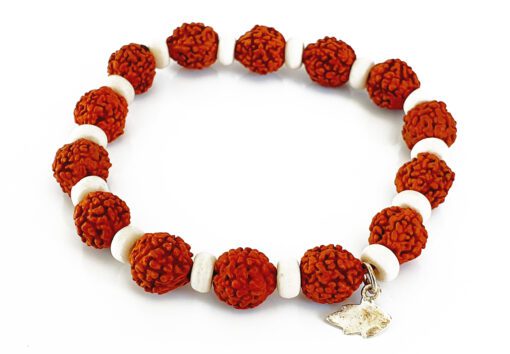 5 Mukhi Guru Bracelet with White Spacer to enhances learning, knowledge, awareness and concentration