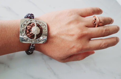 5 Mukhi Rudraksha and Amethyst Bracelet (Crown) for Enhances self-awareness