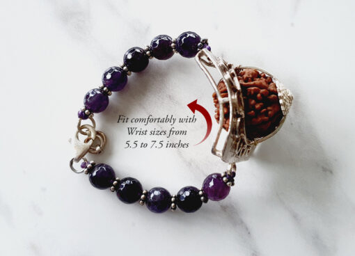 5 Mukhi Rudraksha and Amethyst Bracelet (Crown) for Enhances self-awareness