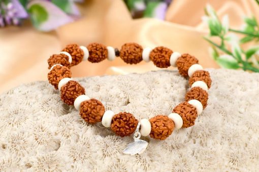 5 Mukhi Guru Bracelet with White Spacer to enhances learning, knowledge, awareness and concentration