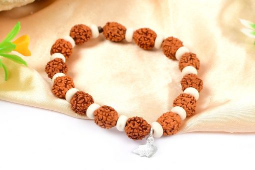 5 Mukhi Guru Bracelet with White Spacer to enhances learning, knowledge, awareness and concentration