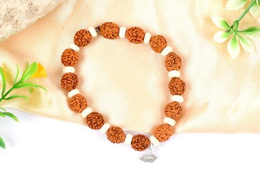 5 Mukhi Guru Bracelet with White Spacer to enhances learning, knowledge, awareness and concentration