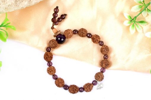 5 Mukhi Guru Bracelet - Amethyst To enhances awareness and concentration