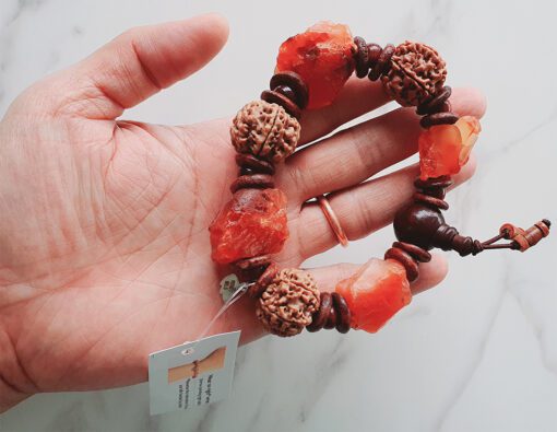 6 Mukhi and Red Jade Gemstone Bracelet (Root) - To Promotes balance and stability