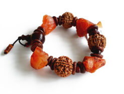 6 Mukhi and Red Jade Gemstone Bracelet (Root) - To Promotes balance and stability