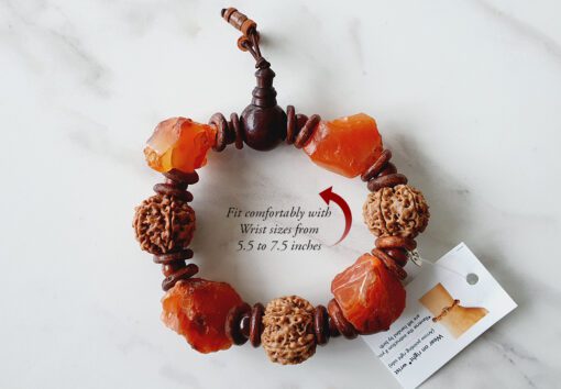 6 Mukhi and Red Jade Gemstone Bracelet (Root) - To Promotes balance and stability