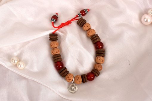 6 Mukhi Rudraksha and Red Carnelian Bracelet (Root)