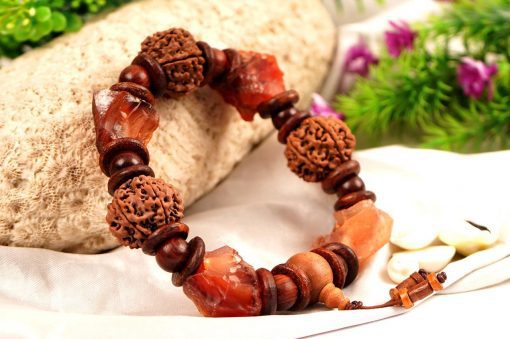 6 Mukhi and Red Jade Gemstone Bracelet (Root) - To Promotes balance and stability