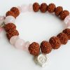 7 Mukhi Rudraksha and Rose Quartz Bracelet (Sacred Heart)