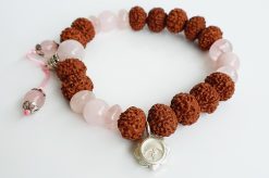 7 Mukhi Rudraksha and Rose Quartz Bracelet (Sacred Heart)