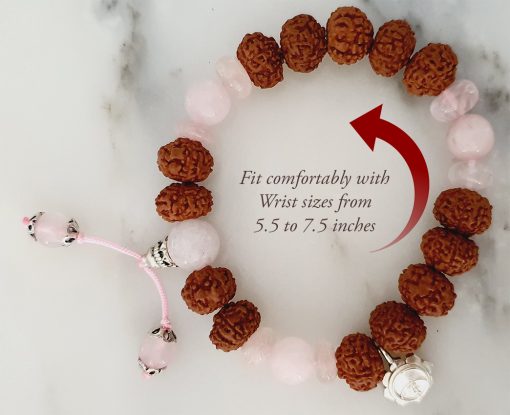 7 Mukhi Rudraksha and Rose Quartz Bracelet (Sacred Heart)