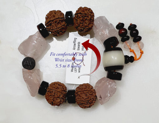 7 Mukhi and Rose Quartz Gemstone Bracelet for Sacred Heart Chakra to Attracts luck in love and finance and encourages to live a joyous life