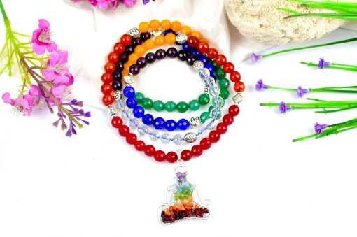 7 Chakra Necklace Mala for Sacred Heart Chakra to Improves creativity and self-trust, brings compassion, and improves intuition power