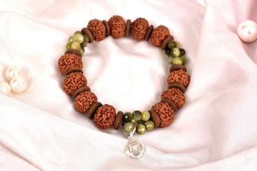 8 Mukhi Rudraksha and Cats Eye Bracelet for Root Chakra to Attracts stability and support in all aspects of life