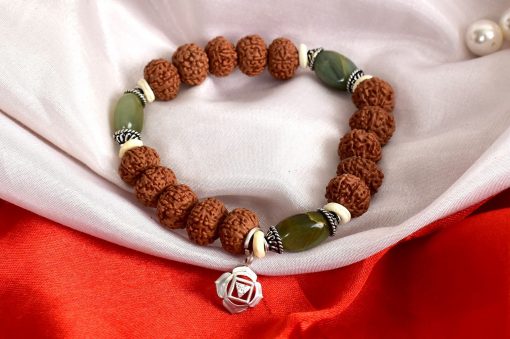 8 Mukhi Rudraksha and Cats Eye Bracelet - for Root Chakra to Brings support and stability in all aspects of life