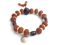 9 Mukhi Rudraksha and Gomed Bracelet for Crown Chakra to Brings positivity, contentment, and gratification of senses to feel the grace of the divine