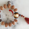 9 Mukhi Rudraksha with Gomed and Red Sandalwood Bracelet for Crown Chakra to Instill optimism and contentment and opens the wearer to higher consciousness