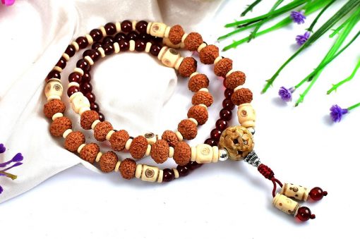 9 Mukhi Rudraksha and Gomed Mala for Crown Chakra to Brings positivity, contentment, and gratification of senses to feel the grace of the divine