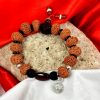 9 Mukhi Rudraksha with Gomed and Black Ebony Bracelet for Crown Chakra to Attracts divine grace and develops an awareness to recognize spiritual help