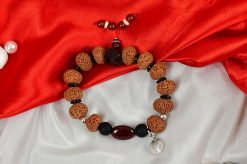 9 Mukhi Rudraksha with Gomed and Black Ebony Bracelet for Crown Chakra to Attracts divine grace and develops an awareness to recognize spiritual help