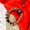 9 Mukhi Rudraksha with Gomed and Red Sandalwood Bracelet for Crown Chakra to Instill optimism and contentment and opens the wearer to higher consciousness