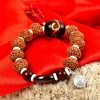 9 Mukhi Rudraksha with Gomed and Red Sandalwood Bracelet for Crown Chakra to Instill optimism and contentment and opens the wearer to higher consciousness