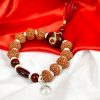 9 Mukhi Rudraksha with Gomed and Red Sandalwood Bracelet for Crown Chakra to Instill optimism and contentment and opens the wearer to higher consciousness