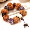 9 Mukhi Rudraksha and Amethyst Gemstone Bracelet (Crown)