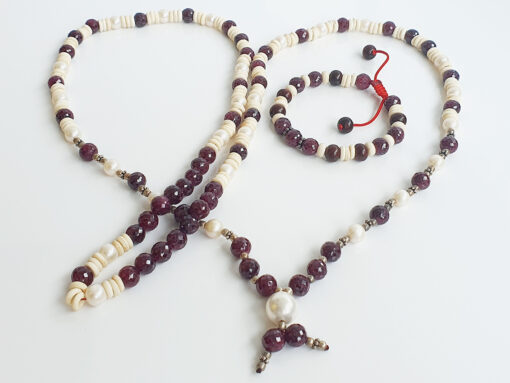 Ruby Mala and Bracelet for Solar Chakra to Enhances leadership skills and improves concentration