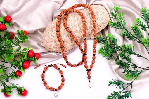 3 Mukhi Agni Mala and Bracelet Set for Solar Plexus Chakra to Helps overcome sense of victimization and releases memories of shame, hurt and stress