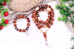 4 Mukhi Brahma Mala and Bracelet Set for Throat Chakra to Imparts energies to overcome shyness and timidity and fosters confidence and self-worth