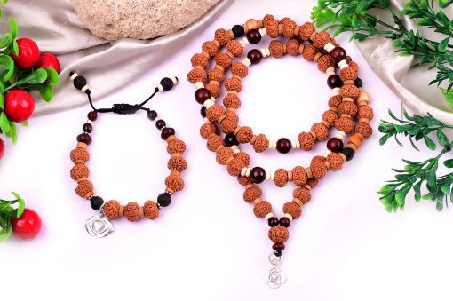 8 Mukhi Ganesh Mala and Bracelet Set for Root chakra to Brings grounding, stability, support and improves connection with family