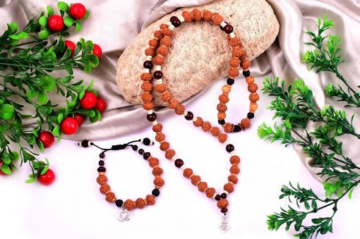 8 Mukhi Ganesh Mala and Bracelet Set for Root chakra to Brings grounding, stability, support and improves connection with family