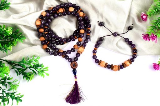 Amethyst Mala and Bracelet for Crown Chakra to Helps in centering of emotions and cleanses energy fields of any negativity or sorrow