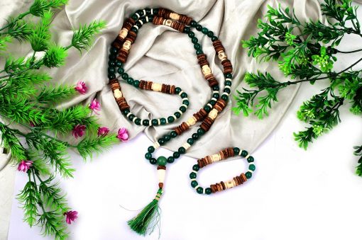 Green Agate Mala and Bracelet for Heart Chakra to Unfolds unconditional love and fosters harmonious relationships