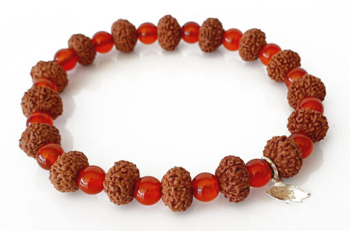 10 Mukhi Rudraksha Krishna Bracelet with Carnelian For blessings of fruitful relationship, happiness and wealth