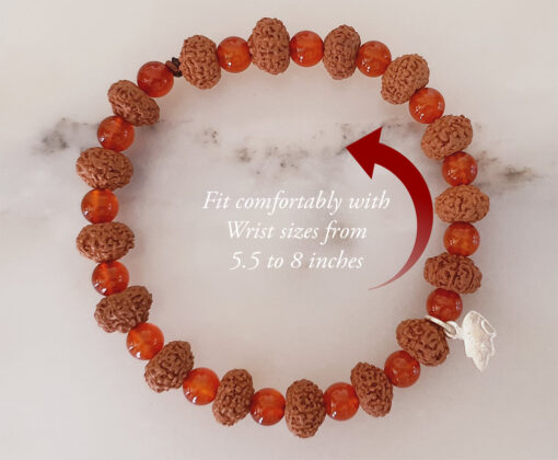 10 Mukhi Rudraksha Krishna Bracelet with Carnelian For blessings of fruitful relationship, happiness and wealth