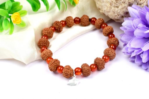 10 Mukhi Rudraksha Krishna Bracelet with Carnelian For blessings of fruitful relationship, happiness and wealth