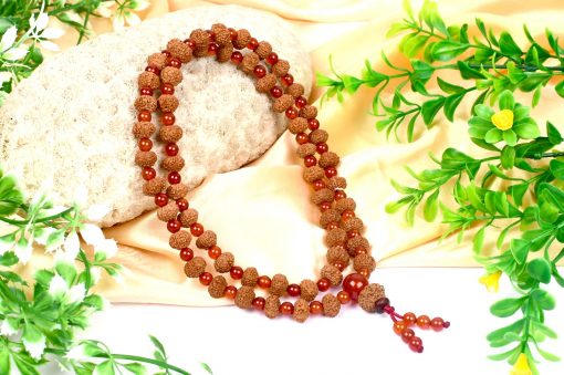 10 Mukhi Krishna Mala with Carnelian For blessings of fruitful relationship, happiness and wealth