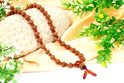 10 Mukhi Krishna Mala with Carnelian For blessings of fruitful relationship, happiness and wealth