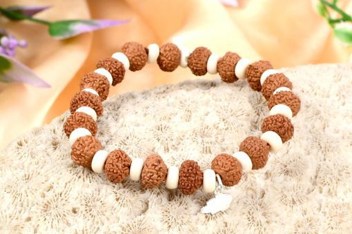 11 Mukhi Rudraksha Ekadash Bracelet - White Spacers For Improves memory