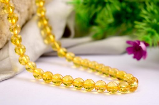 Citrine Round Faceted Necklace Mala