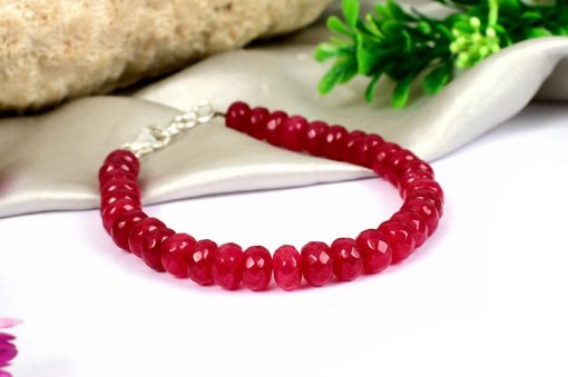 Ruby faceted Bracelet - Elliptical beads