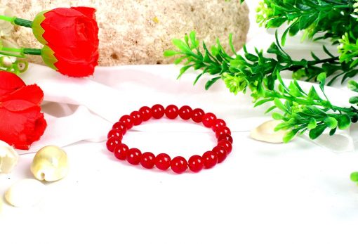 Red Agate Round Bead Bracelet - For protection and healing